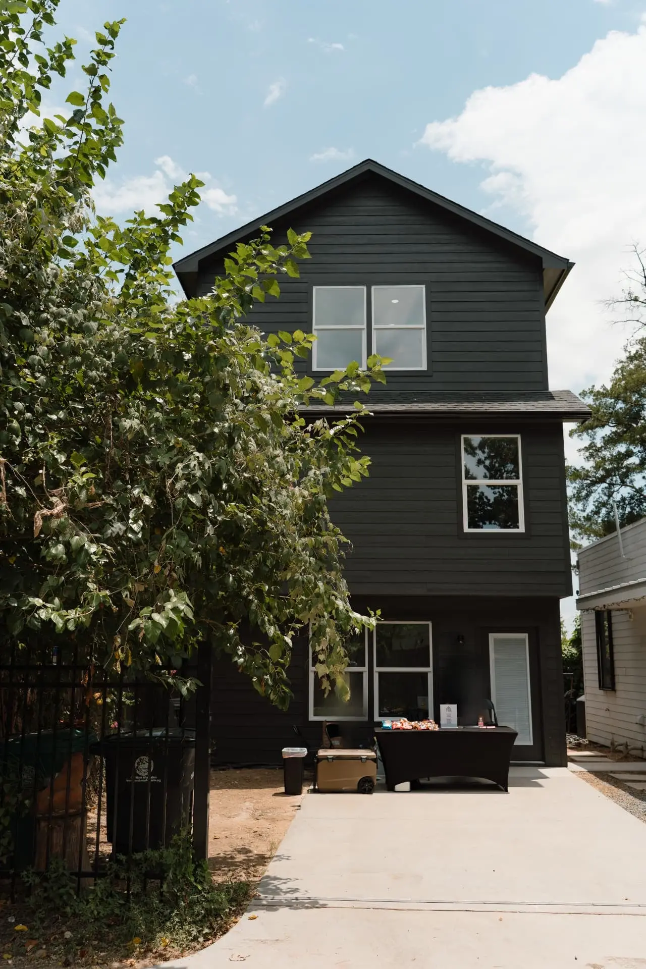 Front elevation with open house signage