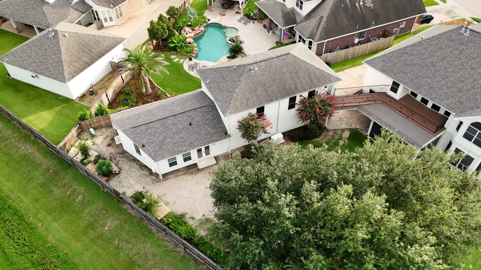 Aerial view of The Cypress Project backyard home